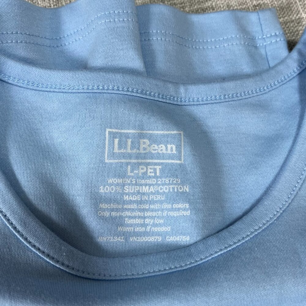 LL Bean 3 Cotton T-Shirt's Petite Long/Short Sleeve Baby Blue Pastel Pink Large - Picture 4 of 5